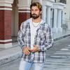 Men's Button Up Shirts With Hooded Long Sleeve Casual Vintage Soft Plaid with Pocket Slim-Fit Cowboy Work Shirts Breathable Hoodie Shirts for Men