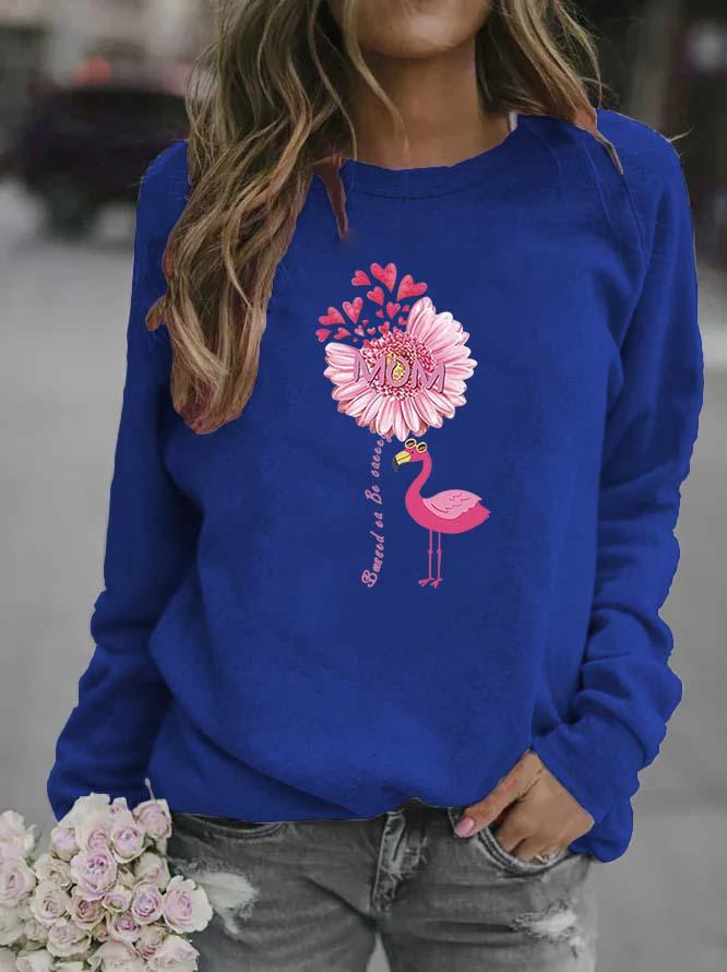 Women's Printed Round Neck Long Sleeve Sweatshirt