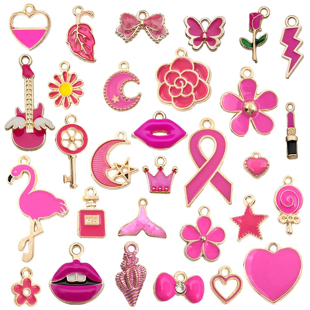 Mixed Color Cartoon Enamel Alloy Pendants for DIY Bracelets & Keychains