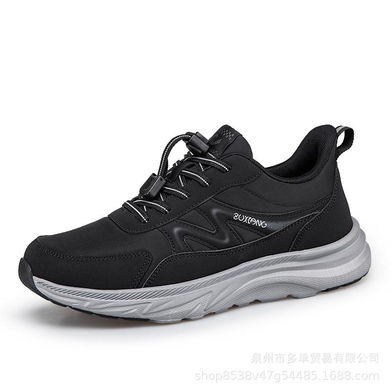 New leather non-slip and wear-resistant breathable leather black sports shoes shock-absorbing dad walking shoes
