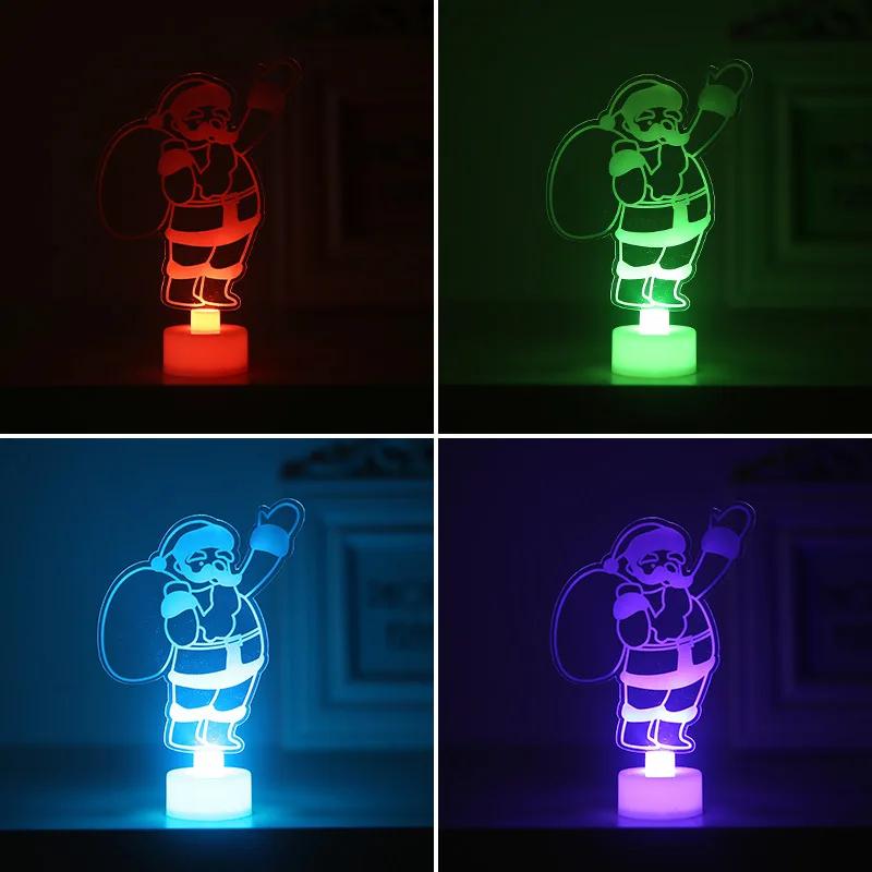 1 Stück Frohe Weihnachten LED Farbwechsel Mini Weihnachtsbaum Haus Tisch Party Dekor Anhänger Weihnachtsmann Dekorationen