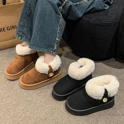 2024 New Women's Snow Boots Thickened Fluff Warm Plush Ankle Boots Women Winter Flat Platform Ladies Shoes Chunky Boots Woman