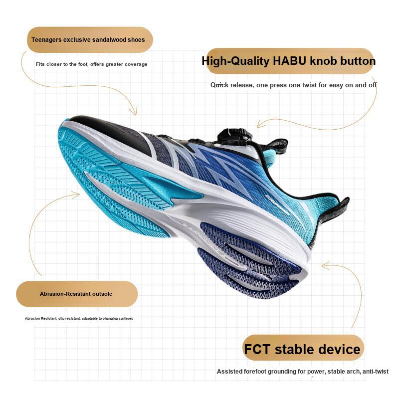 Anta Kids Hailang Lite 2.0 Fabric Sports Casual Comfortable Versatile Lightweight Shock Absorbing Breathable Low Top Running Shoes 312435513-5