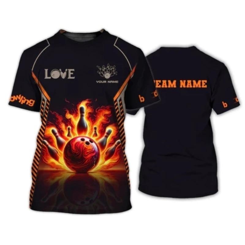 3D Printed Men's Entertainment Bowling Game T-shirt, Bowling Series Daily Casual T-shirt Top