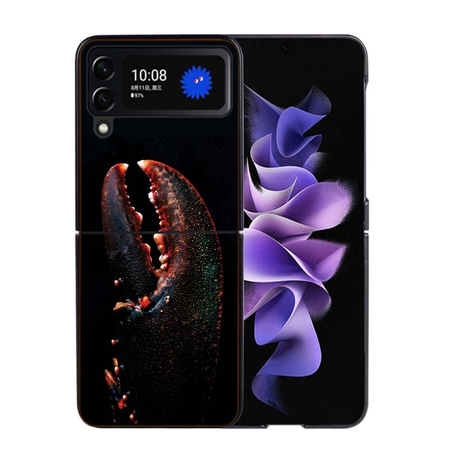 Live Lobster Phone Case For Samsung Z Flip 7 6 5G Galaxy Z Flip4 Z Flip5 Z Flip3 Coque Black Hard PC Shell Protective Cover