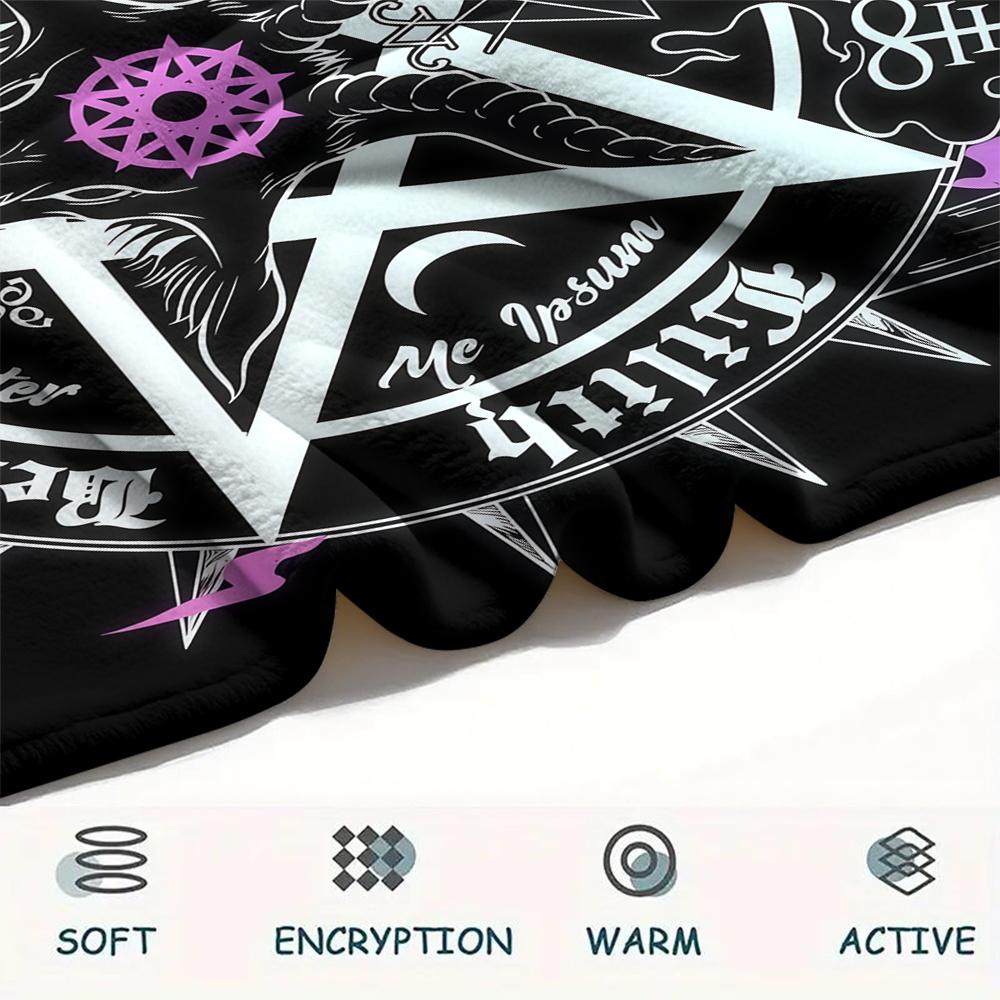 1PC Satan Symbol Print Flannel Blanket, High Quality All Seasons, Home Decor, Warmth and Comfort, Perfect for Christmas Gifts
