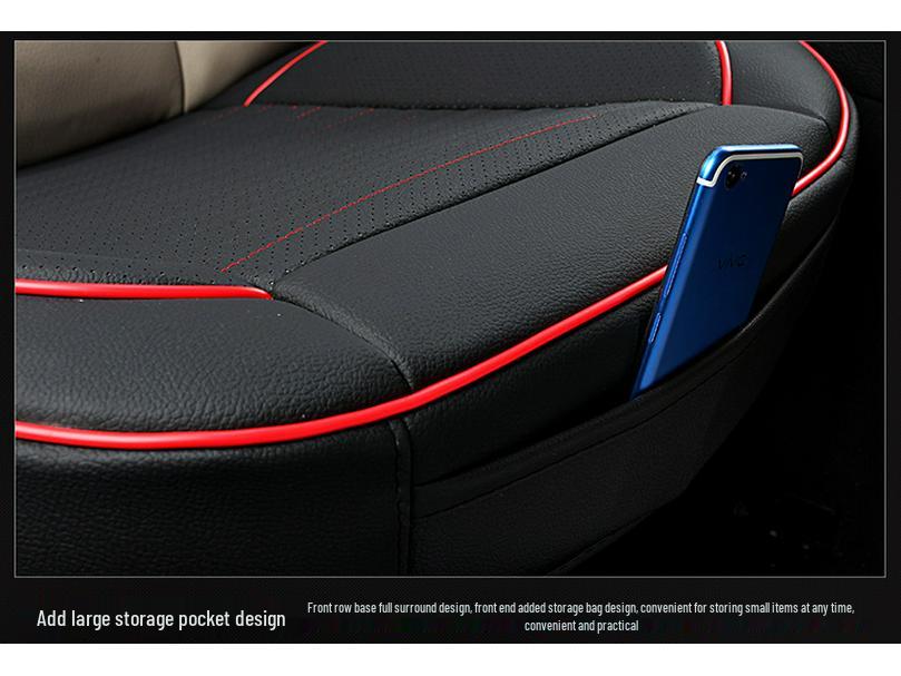 Universal Perforated Leather Car Seat Cushion, Breathable, All-Season, Full Surround, No Backrest, Single Piece