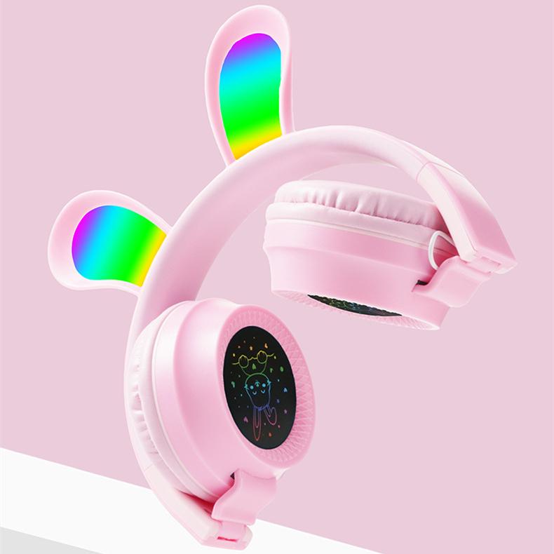 Orejas de conejo LED montadas en la cabeza iluminan el regalo de los auriculares de los auriculares para los auriculares del ordenador de los niños