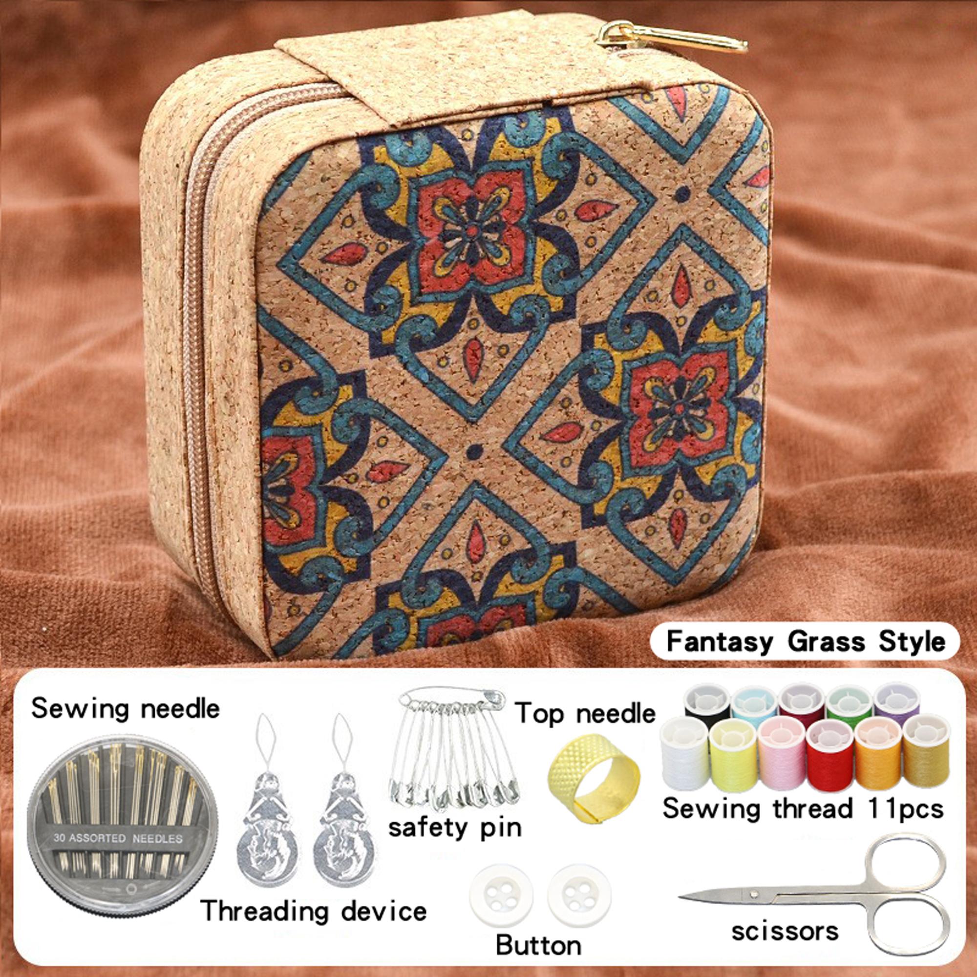 

1 швейная коробка на молнии в стиле ретро, набор для шитья своими руками, для дома, путешествий, студенческого общежития, набор для ручного шитья