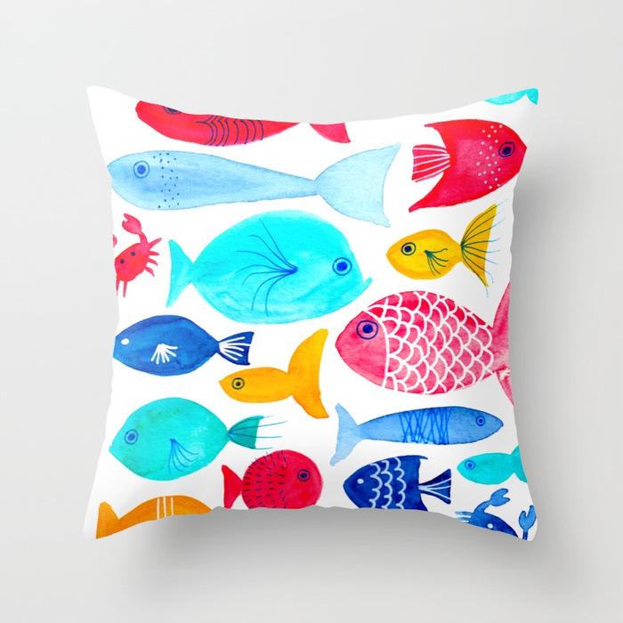Ocean Mermaid Pattern Polyester Pillow Cover Sofa Office Car Cushion Cover Warm