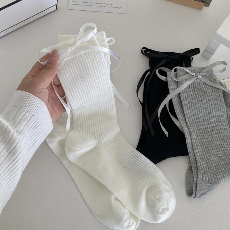 Women s Ballet Core Ribbon Socks, Gold Fashion Socks A30709_Black