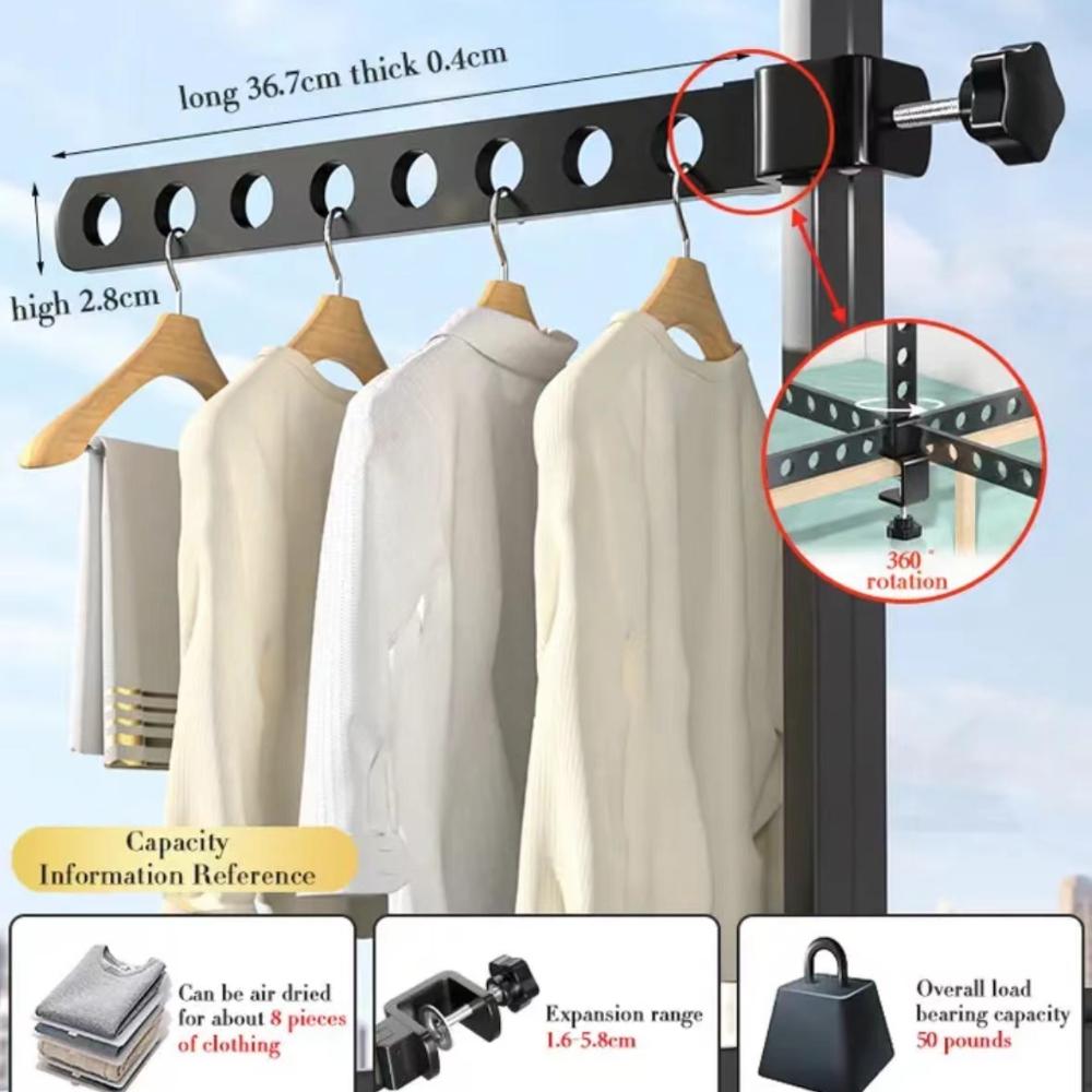 

Настенная складная вешалка для одежды, экономящая место, алюминиевая сушилка, вешалка для окон, организация одежды чёрный