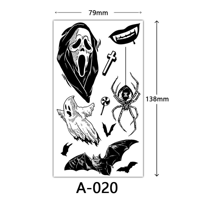 Halloween Tattoo Sticker, Skull Reaper Sickle, Black Bat Tombstone Pumpkin Tattoo
