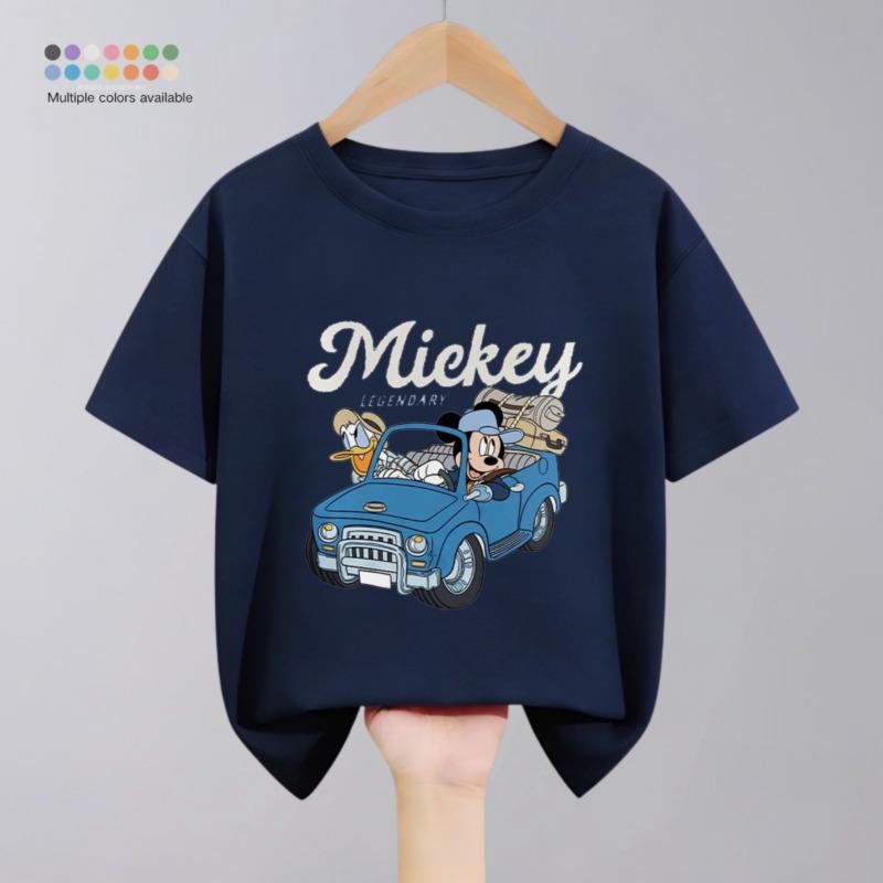 

Simple Fashion Kids Tshirt Tops Summer Clothing Solid Color Printed Cartoon Mickey Short Sleeve Tees Tops Children s Wear Tshirt 100