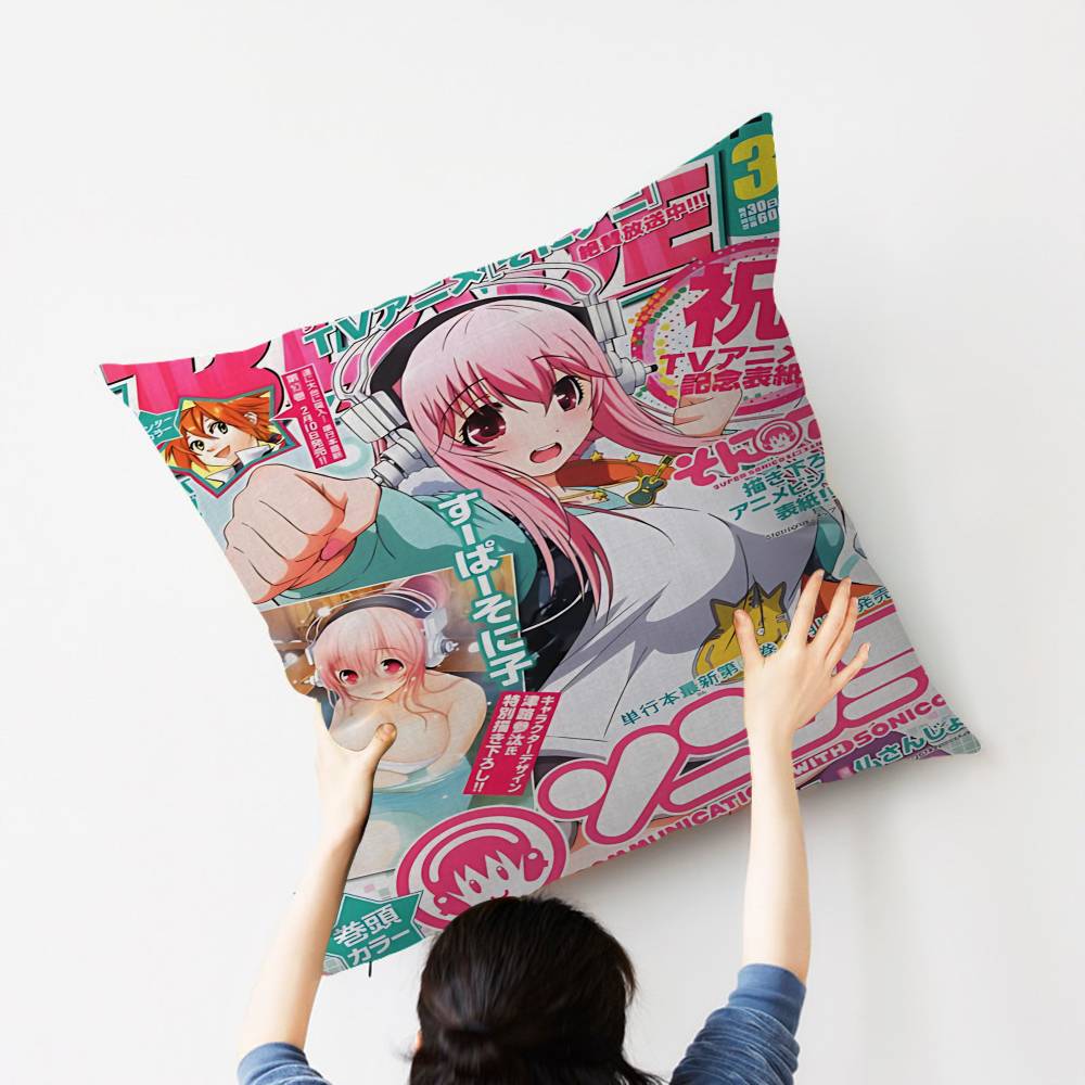 Beautiful Girl SUPERSONICO Pillow Anime Pillow Sofa Bed Head Pillow Cover Cushion Cover 45x45 cm Fashion