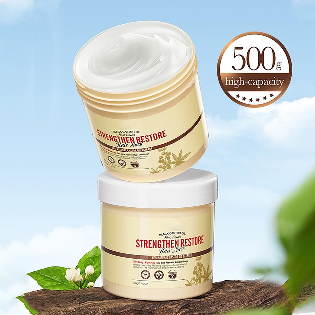 Mască de păr cu ulei de ricin negru, hrănitoare, moale și balsam