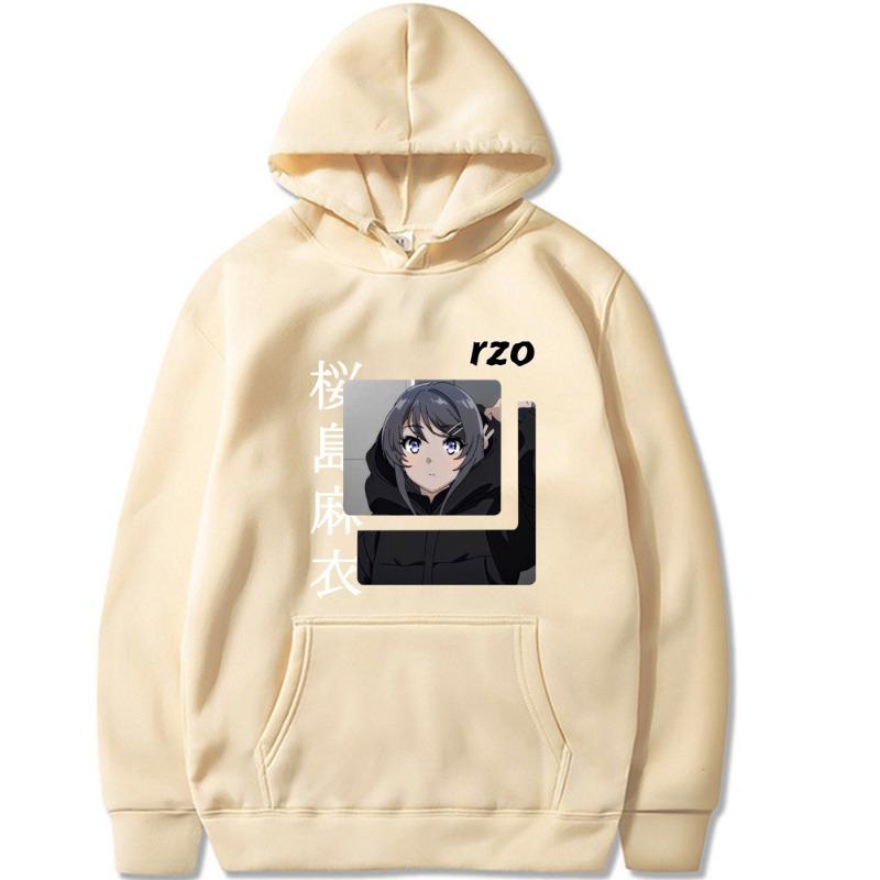 Sakurajima Mai Japonské animační mikina s kapucí Pánská Dámská Harajuku Pulovr Street Wear Unisex Podzim Zima Plyšový svetr