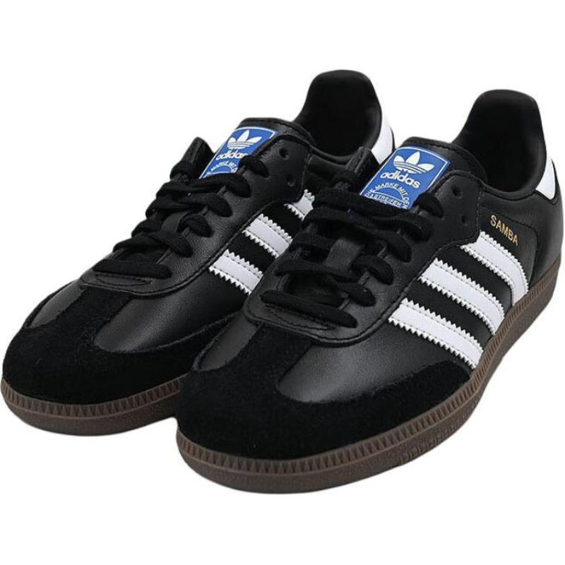 Adidas Originals Samba Anti Kick And Abrasion Resistant Low Top Kids' Skateboarding Shoes Black Sneakers JQ4097
