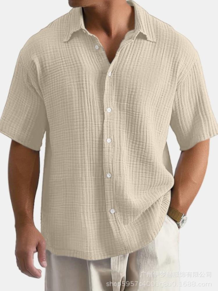 

Мужская повседневная рубашка с коротким рукавом однотонная приталенная серая черная белая бежевая красная 5XL хаки