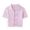 Kaslead New Women clothes Western Style Bowknot Decoration Knitted Short sleeve round Neck Top 2142007 637