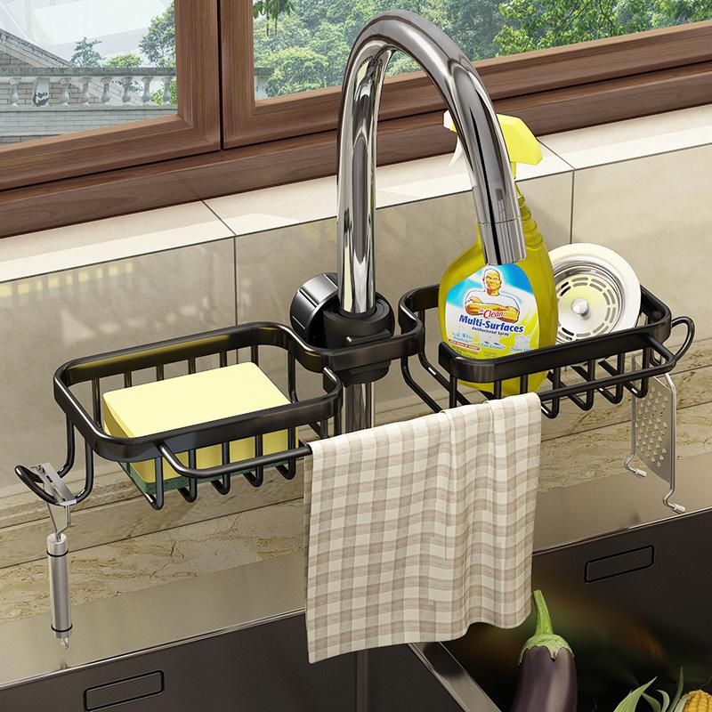 Kitchen faucet rack, sink rack, dishwashing sink, steel ball rag, storage artifact, sponge drain rack