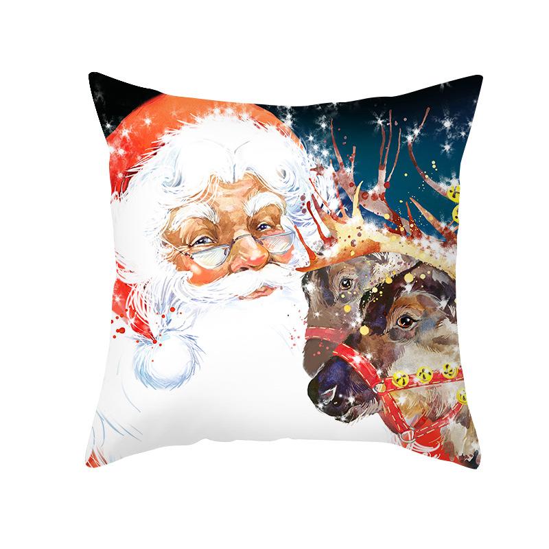 Nordic Print Cartoon Christmas Pillow Cover Colorful Santa Claus Office Pillow Cushion Cover Home