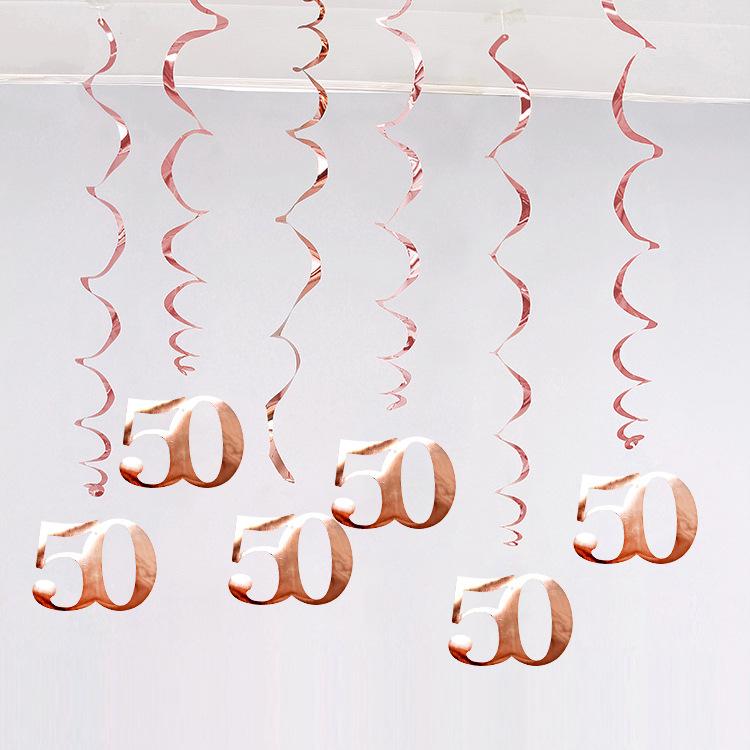 6 Stück/Los Happy Birthday Spiralen Dekoration 16 20 21 30 40 50 60 70 Jahre Roségold PVC Geburtstagsfeier Dekorationen Zubehör