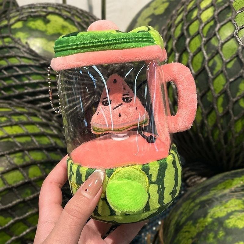 Schattige Trekkoord Roterende Sapcentrifuge Pluche Speelgoed Zachte Gevulde Fruit Blender Pop Grappige Pluche Sleutelhanger Decoratief Kussen Nieuwigheid Cadeau 15cm black