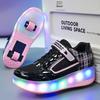 Kids Glitter Roller Skates Two Roller Skating Sneakers Breathable Sports Shoes Good Gifts for Boys and Girls.