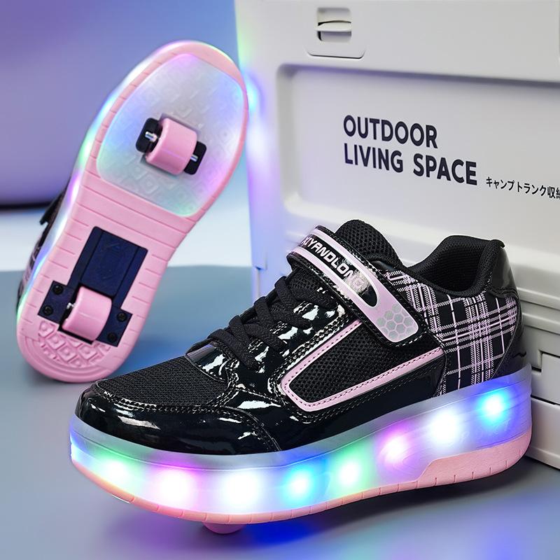 Kids Glitter Roller Skates Two Roller Skating Sneakers Breathable Sports Shoes Good Gifts for Boys and Girls.