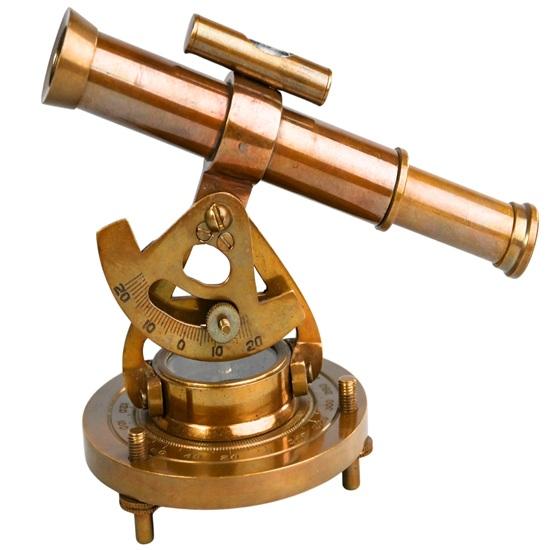 12.7 cm Brass Alidade Telescope with Compass Nautical Surveying Instrument for Home Decor, Explorer Gift, Maritime Collector Gift