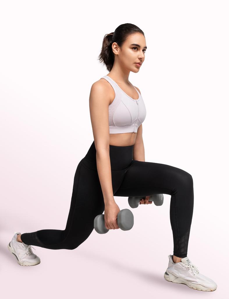 Yvette Sports High Plus No Integrated Sports Size Pink Women's Non-Slip Bra, Front-Opening, Support, Size, Racerback, Wire, Cup, Sweat-Wicking,