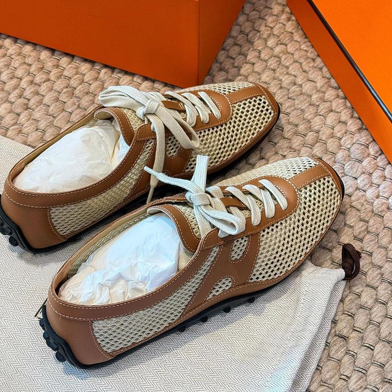 Retro Hollow Mesh Shoes Women's Summer Breathable New Ballet Single Shoes Casual Sports Woven Non-slip Flat Shoes