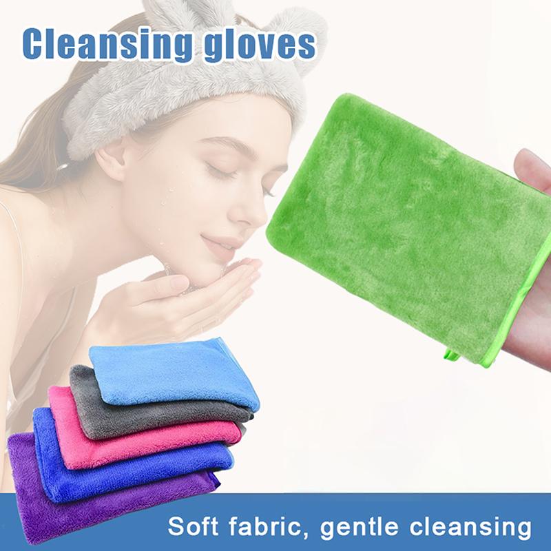 1Pc Reusable Facial Cleansing Glove Microfiber Cloth Makeup Remover Towel Face Towel Face Cleaner Pads Face Care Tool