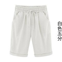 Fat sister summer casual pants women s cropped pants thin outer pants large size women s clothing 115kg fat mm loose women M белый