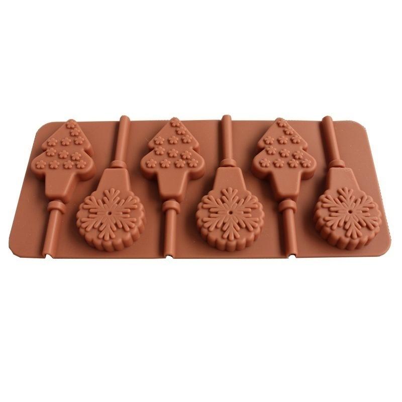 Christmas Tree Snowflake Lollipop Shape Silicone Chocalate Ice Cake Mold Diy Mold Kitchen Baking Mould
