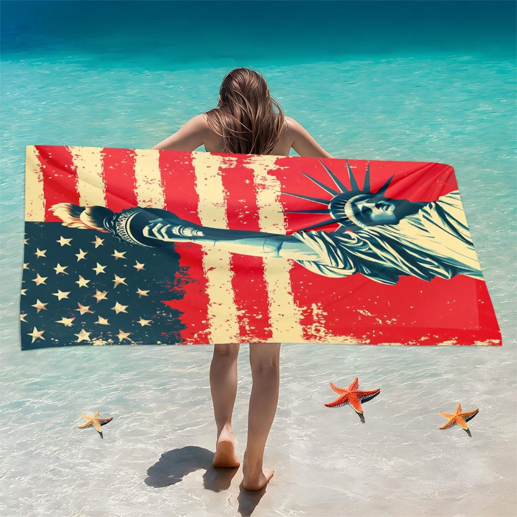 Statue of Liberty Beach Towel, Lightweight Portable for Swimming Pool Yoga Travel Outdoor Beach Essential Accessory