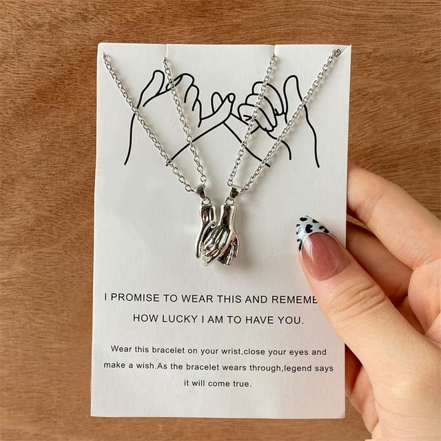 

2 шт./компл. ожерелье для пары, держась за руки, магнитное ожерелье в форме сердца любовника, магнитное ожерелье унисекс, дружба Танабата, День Святого Валентина