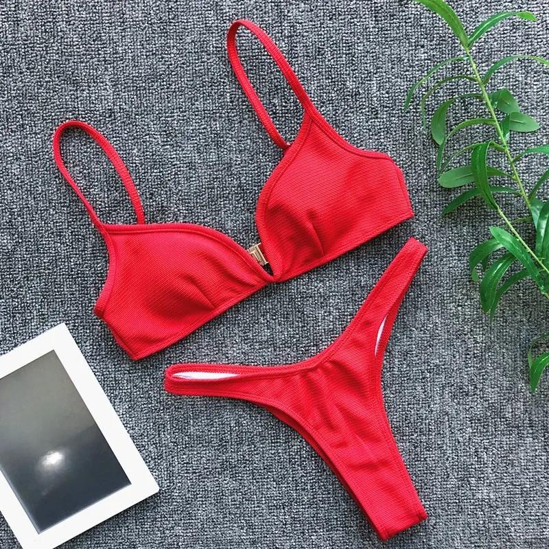 Womens Bikini Set Bandage Push Up Bra V-Neck Swimwear Swimsuit Bathing Beachwear Beach Dress