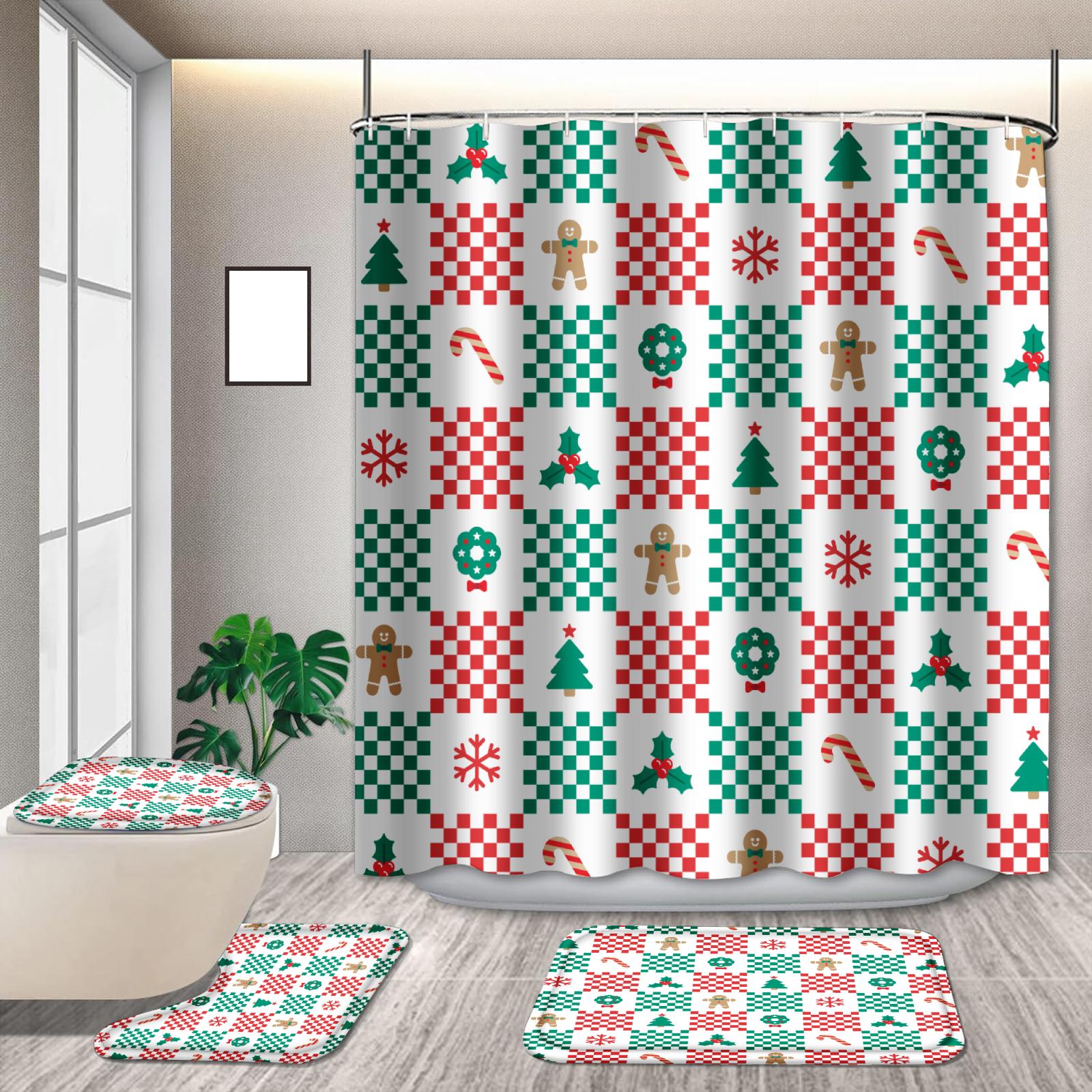 

С Рождеством Набор штор для душа Полиэстер Для ванны Искусство Декор для ванной комнаты С крючками Водонепроницаемый Набор штор Рождественский декор 3PCS NO CURTAIN