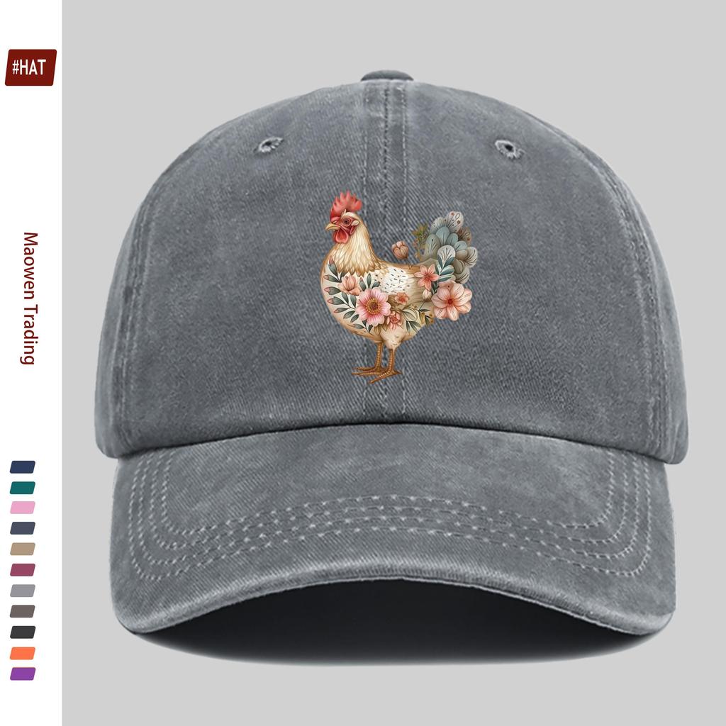 pc Vintage Bohemian Style Multicolor Rooster And Floral Pattern Printed Baseball Cap with Casual Country Style Printed Design S