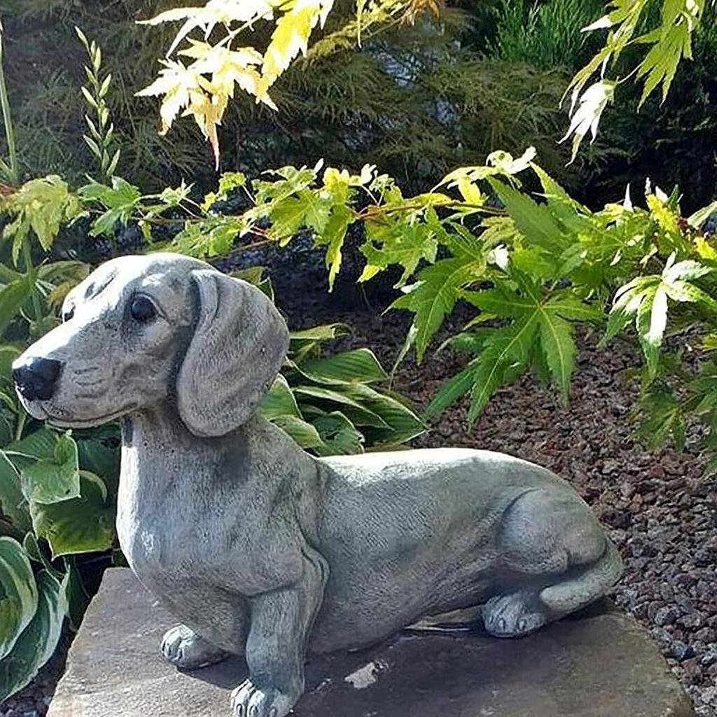Dachshund Statue Garden Decor - Garden Dog Statue, Yard Lawn Resin Dog Sculpture, Outdoor Indoor Decorations, Lawn Garden Figurine Dog Statue, Dog