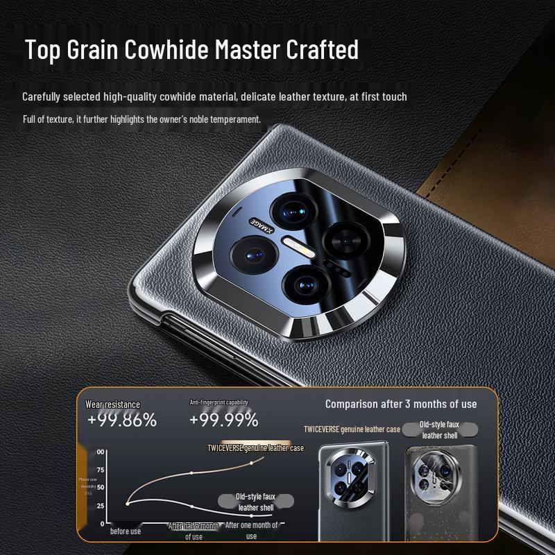 TWICEVERSE Genuine Leather Flip Case for Huawei Mate X7 / X7 Collector's Edition