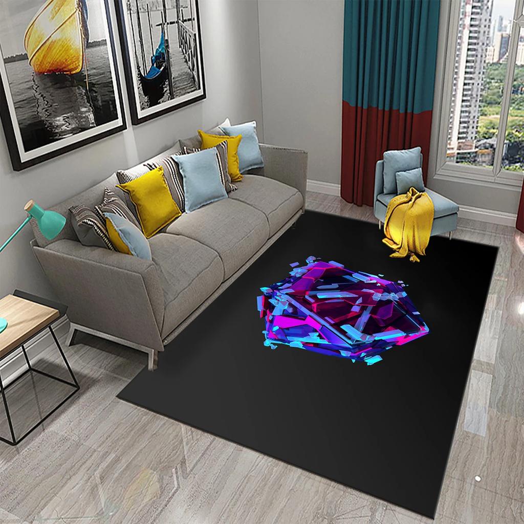 Glänzender Diamant Schwarz Teppich Kreatives Design Teppich für Erwachsene Modern Abstrakt Geometrische Teppiche Schlafzimmer Wohnzimmer Bereich Dekor Fußmatte