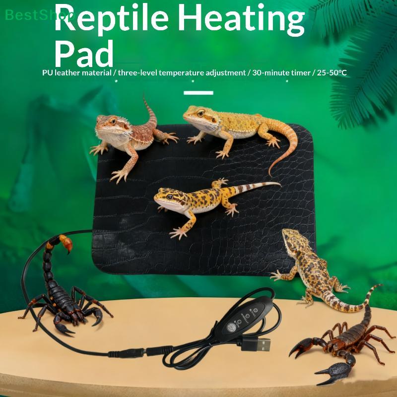Reptile Heating Pad with Timer - Adjustable Temperature PU Leather Mat for Lizards & Scorpions