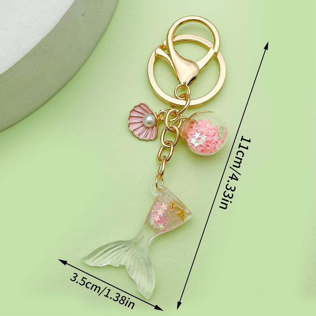 Creative Alloy Seashell and Pearl Keychain Pendant