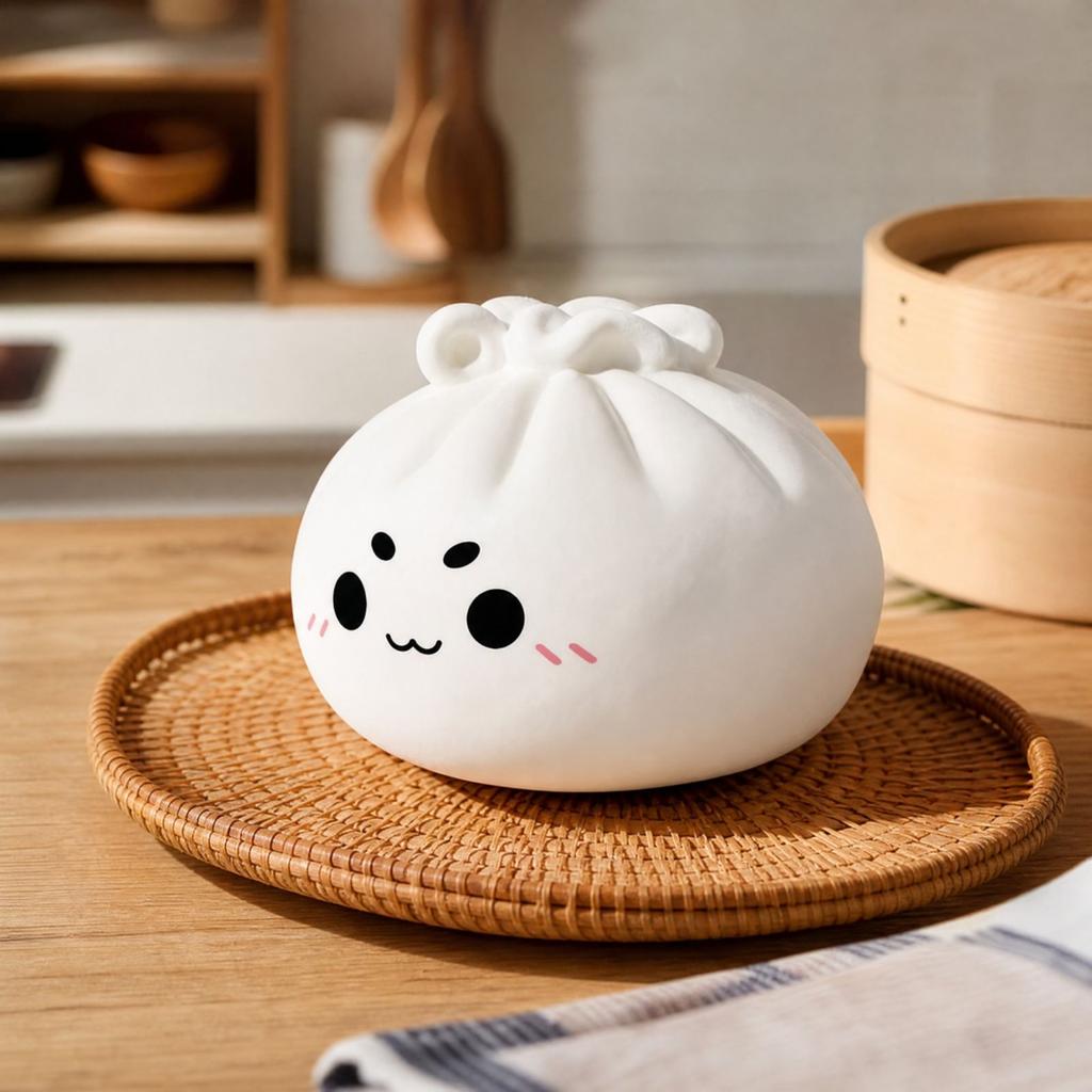 Spitting Steamed Bun Toy, Realistic Fake Bun Toy for Adults, Large Steamer Bun Kitchen Toy