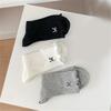 Elegant Embroidered Bowknot Mesh Middle Calf Socks Comfortable Stretch Cotton Solid Ruffle Frilly Ankle Socks for Women