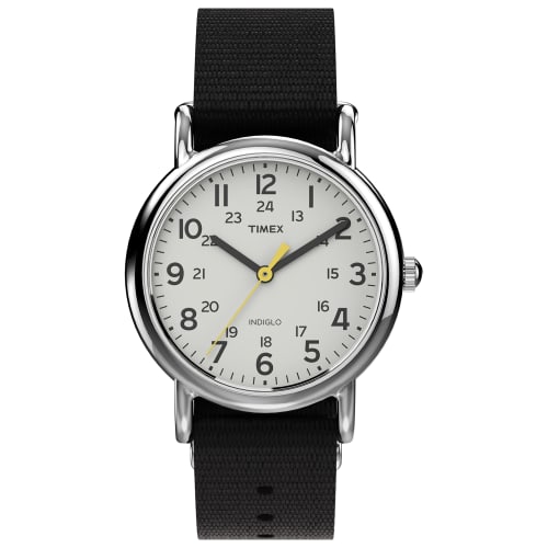 

Timex Women s Weekender 31mm Watch, Black/White/Silver Tone, Modern