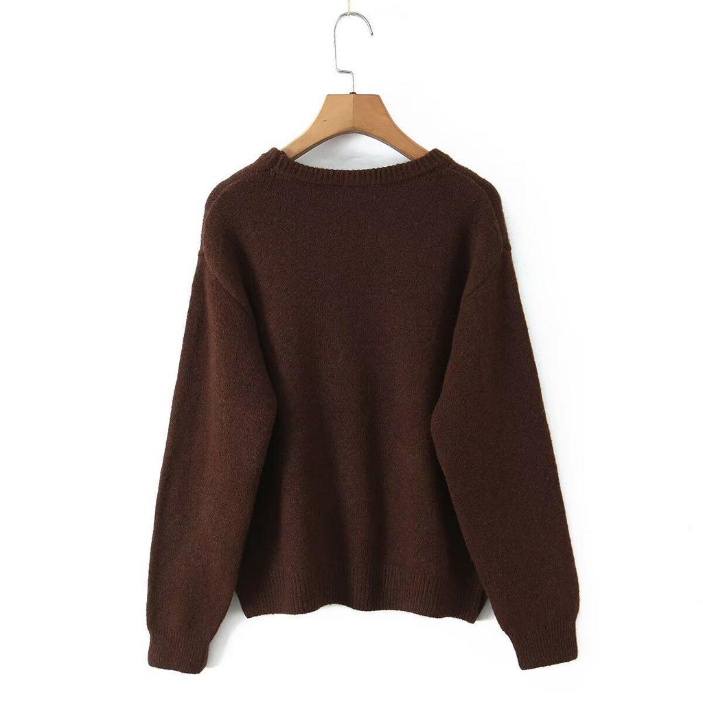 INS Fashion Bow Pattern Jacquard Pullover Sweater